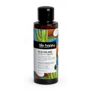 Aceite solar cuerpo y cabello agua de coco y aloe bio happy