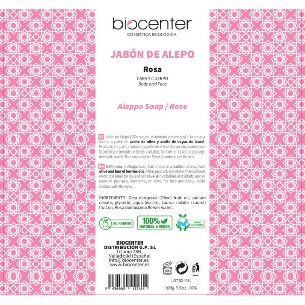 etiqueta jabon de alepo rosa biocenter